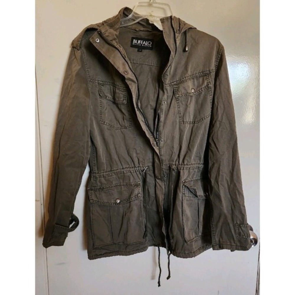 BUFFALO David Bitton Military‎ Y2K Olive Green Anorak Hooded Jacket Women Small